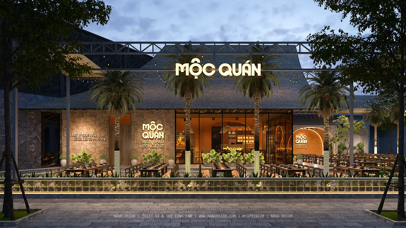 Sảnh tiệc cưới ấm cúng với nội thất gỗ và hệ thống đèn chùm tinh tế