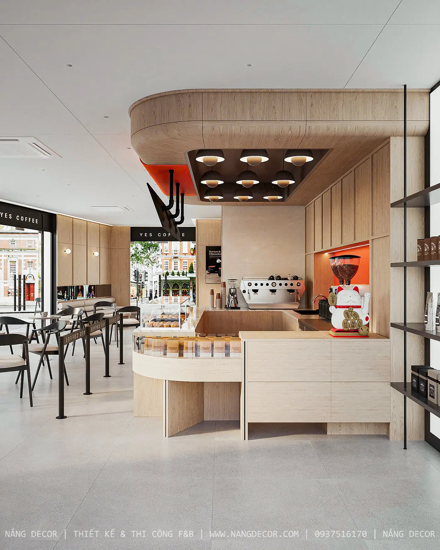 Không gian quán cafe kết hợp khu vực sinh hoạt riêng tư