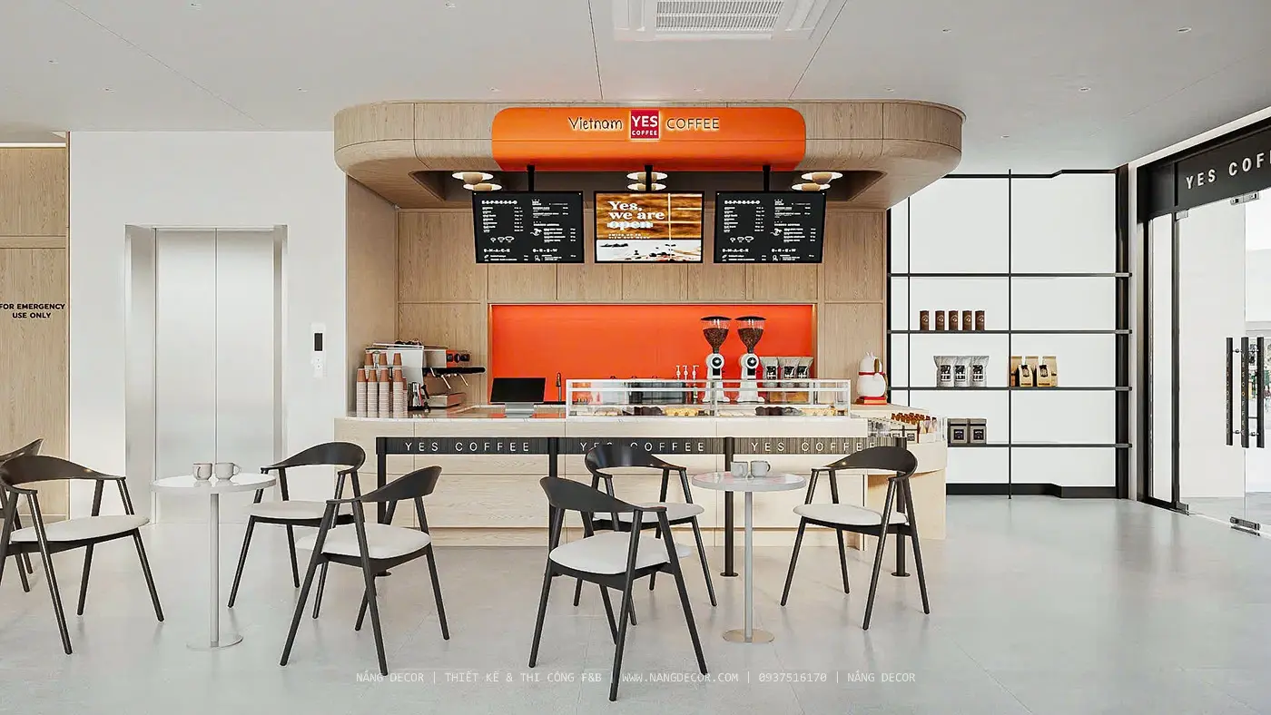 Khu order được thiết kế tối ưu dòng chảy trong quán cafe