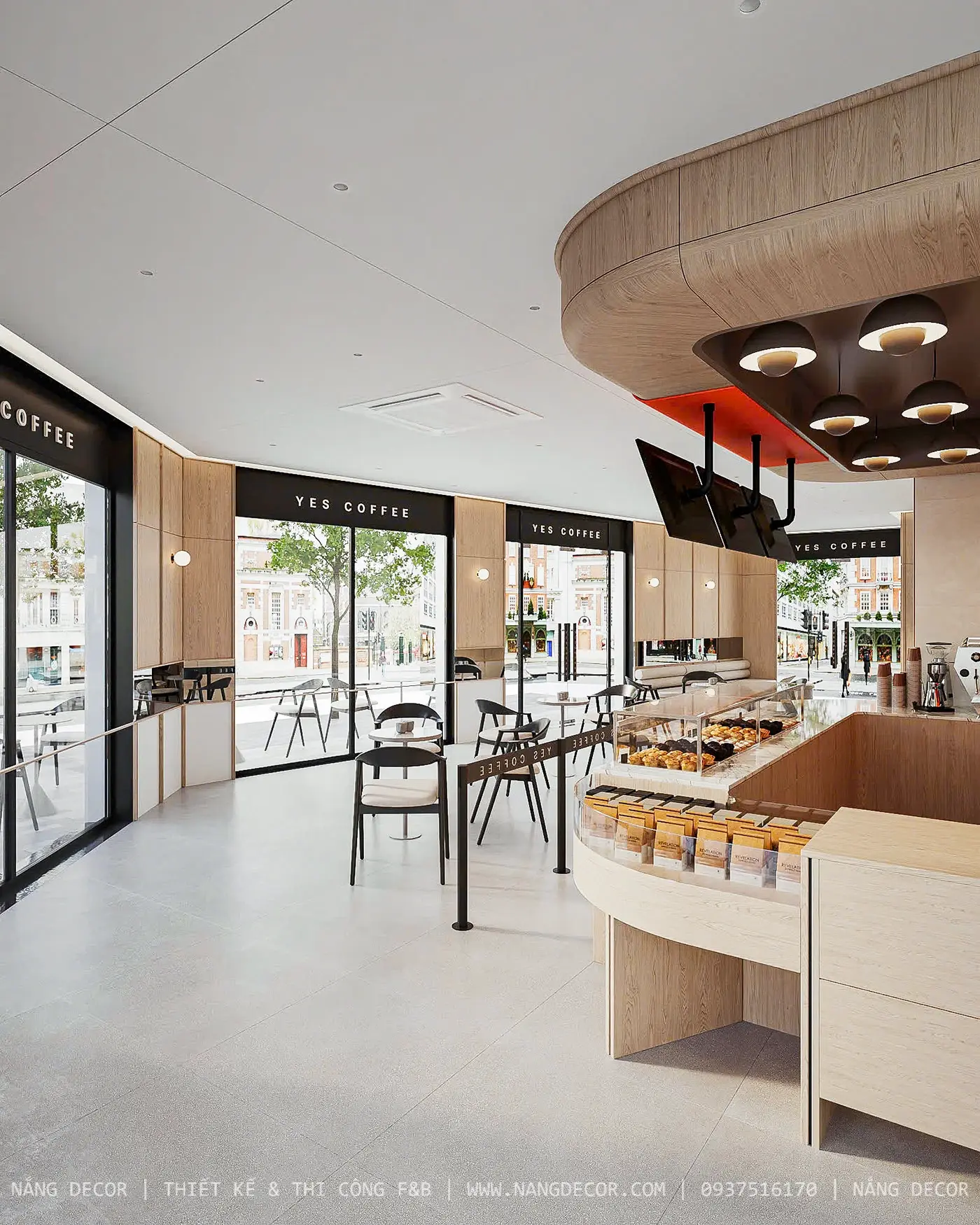 Mẫu quán cafe nhỏ phong cách công nghiệp với vật liệu thô mộc và đồ nội thất độc đáo.