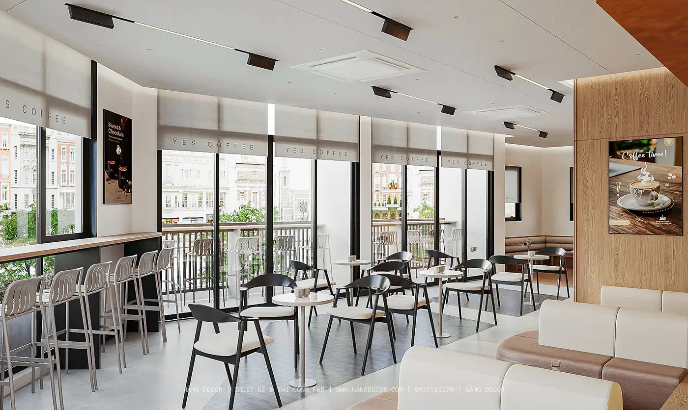 Mẫu thiết kế quán cafe khung thép bền vững, tối ưu không gian sáng tạo.