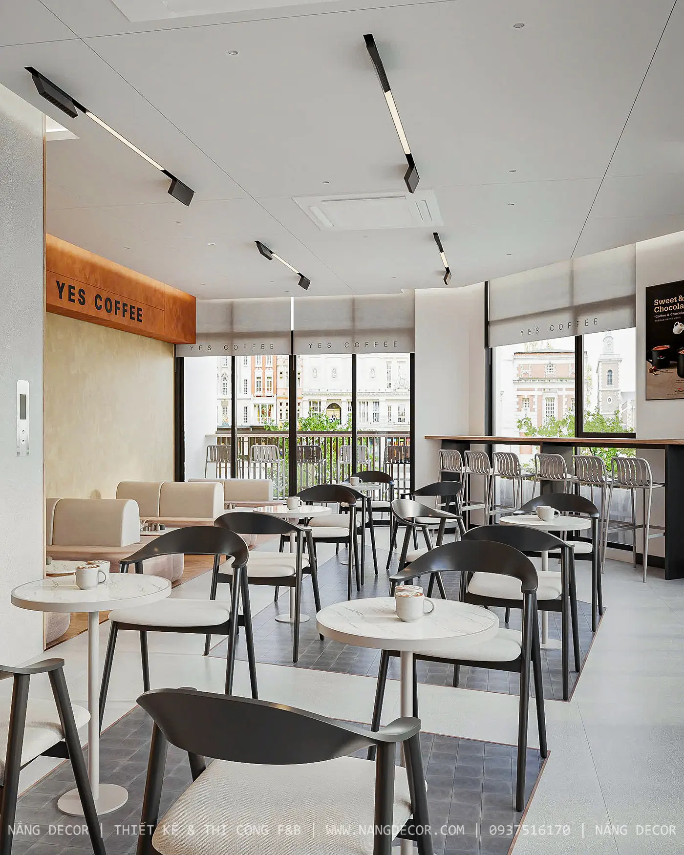 Mô hình cafe khung thép bền vững, tối ưu ánh sáng tự nhiên